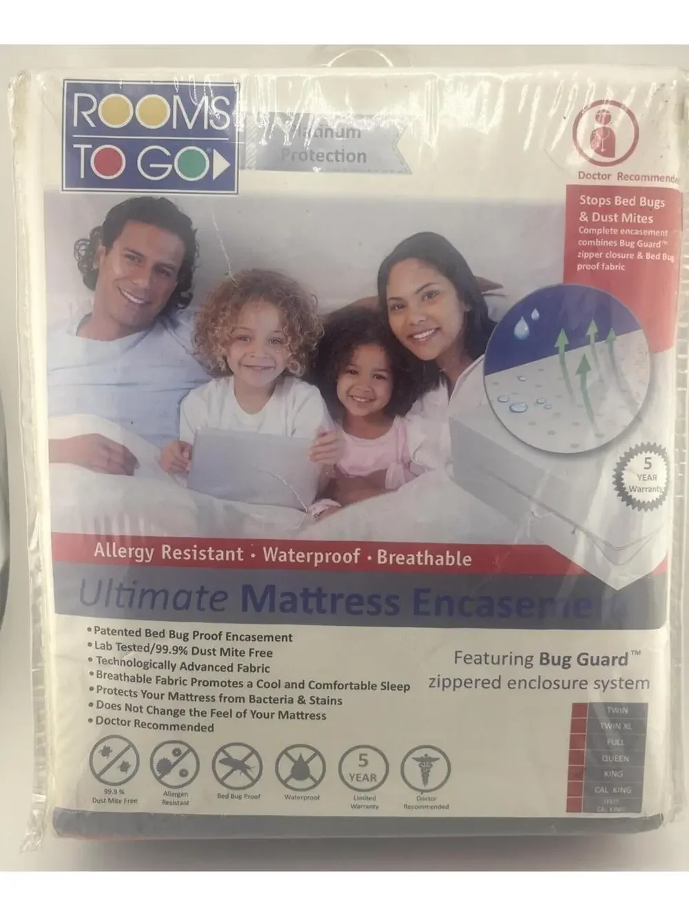 Rooms To Go Ultimate Mattress Encasement King Platinum Protection New